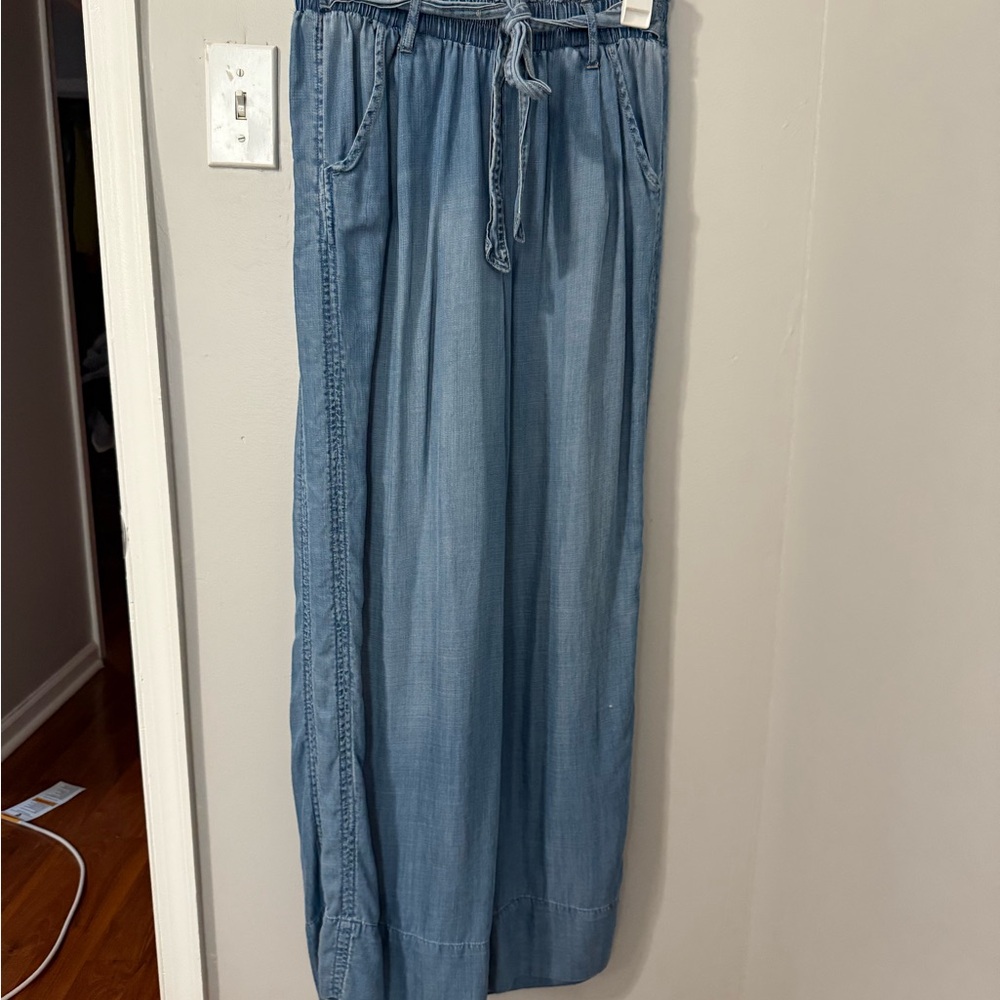 Casual Blue Maxi Skirt with Drawstring